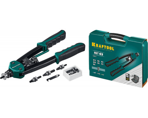 Резьбовой двуручный заклепочник NUT-12, М3–М12, в кейсе KRAFTOOL 31183