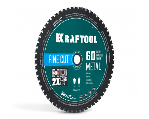 Диск пильный по металлу и стали Metal Cut, 305 х 25.4 мм, 60Т KRAFTOOL 36954-305-25.4-60