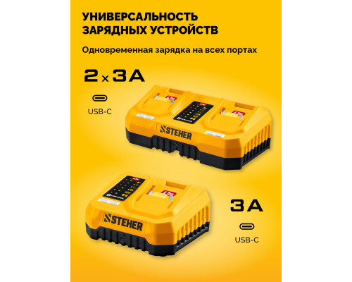 Мини-пила цепная аккумуляторная STEHER 20 В 200 мм шина без АКБ (LMS) MCS-2020