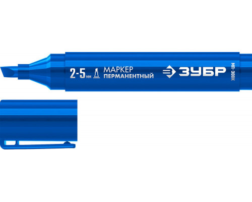 Перманентный маркер клиновидный МП-300К синий, 2-5 мм ЗУБР 06323-7