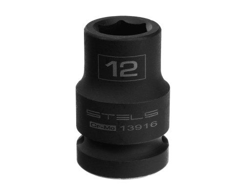 Головка ударная шестигранная, 12 мм, 1/2, CrMo Stels