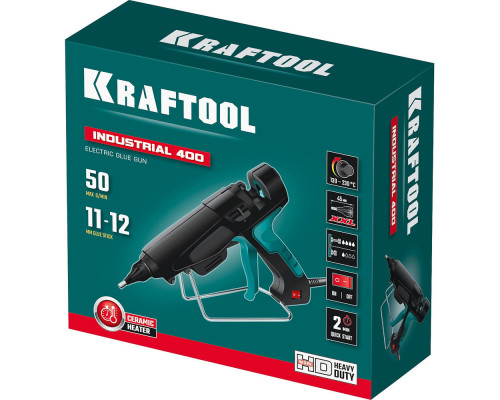 Электрический термоклеевой пистолет Industrial 400, d 11 - 12 мм, 50 г/мин, 130 - 230°C KRAFTOOL 06843-300-12