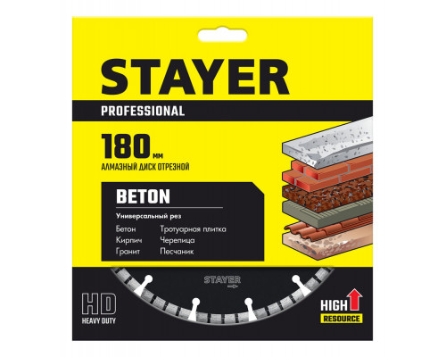 Диск алмазный сегментный BETON 180 мм (22.2 х 7 х 2.6 мм) STAYER 3660-180_z02