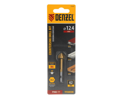 Зенковка конусная под М6, HSS, по металлу, 6-гранный хвостовик Denzel (72307)