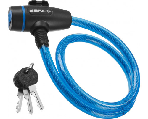 Замок тросовый 650 мм, d 10 мм, 3 ключа ЗУБР Профессионал 37261-65_z01