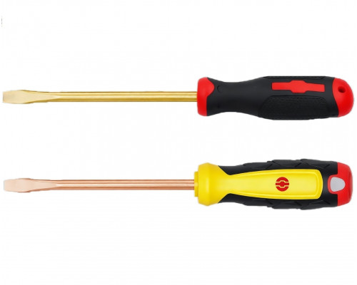 Отвертка шлицевая SL 5х100 (общ.205мм) искробезопасный сплав BeCu 260-1014, HORTZ