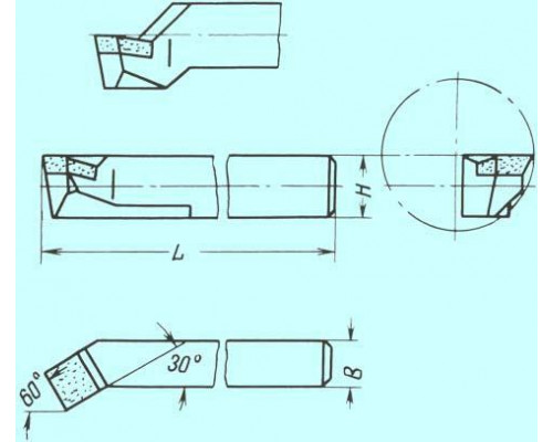Резец Расточной 20х20х170 тв. сплав для сквозных отверстий (без маркировки марки сплава)