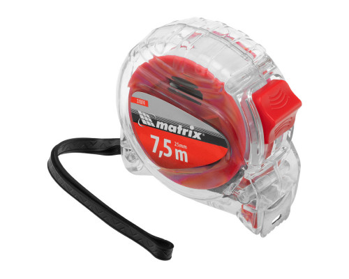 Рулетка Crystal,7,5 м х 25 мм,корпус из поликарбоната Matrix