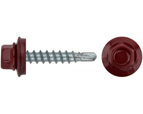 Шурупы кровельные со сверлом 4.8 х 28 красный , RAL 3011 250 шт.(фасовка) (23511-4)