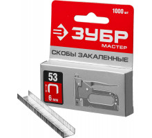 Скобы 6 мм, тип 53 (A/10/JT21), калибр 23GA, 1000 шт ЗУБР 31625-06