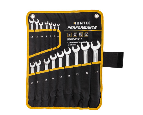 RUNTEC RT-WMBX16 Набор ключей комбинированных RUNTEC CrV 6-24 мм в сумке, 16 предметов (RT-WMBX16)