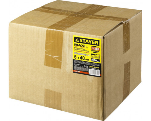Дюбель-гвоздь 6 х 40 мм, потайной бортик, 2500 шт STAYER 30640-06-040
