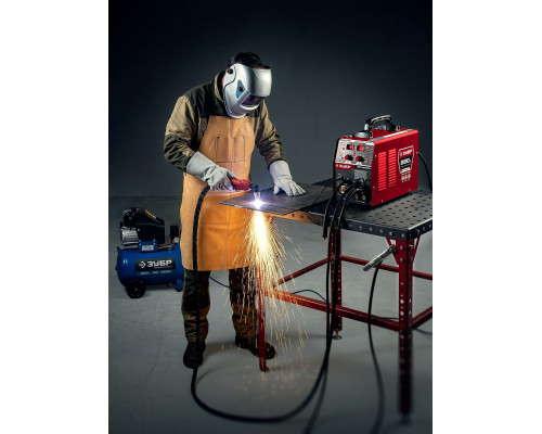 ЗУБР MIG & CUT 5-в-1, MIG / MAG, PLASMA CUT, FCAW, MMA, TIG, 220 А, полуавтомат сварочный, с газом / без газа, горелка ПСГ-220 (ПСГ-М9-220-Р)
