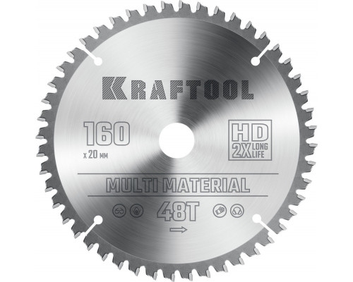 Пильный диск по алюминию Multi Material, 160 х 20 мм, 48Т KRAFTOOL 36953-160-20