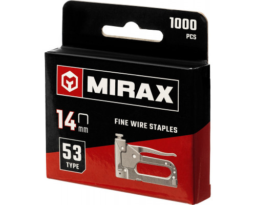 MIRAX скобы тип 53 (A/10/JT21), 14 мм, калибр 23GA. 1000 шт (3153-14)