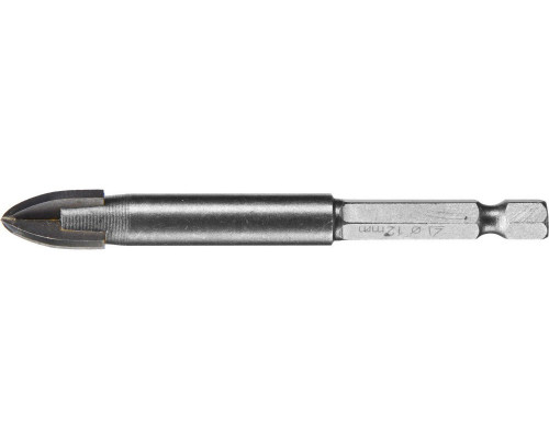 Сверло по стеклу и кафелю 12 мм, 4х кромка, HEX 1/4 STAYER 2985-12_z01