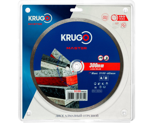 Диск алмазный сплошной ультратонкий KRUGO MASTER 300х3,0х25,4х10 mm 81083000282