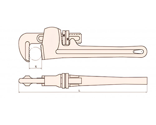 Ключ трубный американский 75x600 искробезопасный сплав AlCu 131-1012, HORTZ