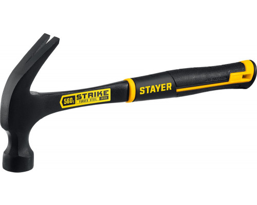 Молоток-гвоздодёр столярный цельнометаллический 560 г Strike Professional STAYER 2025-560