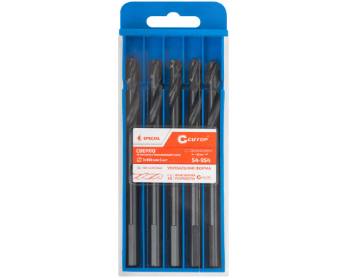 Сверло по металлу Cutop Special, HSS-G, 7 х 109/62 мм (5 шт) (54-954)