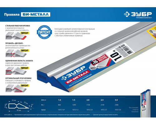Правило БИ-Металл 1.5 м ЗУБР 1072-1.5_z02