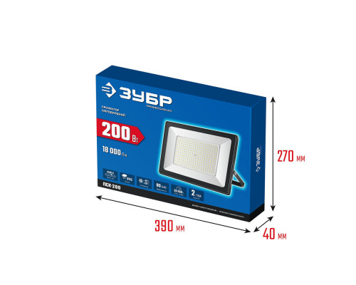Прожектор светодиодный 200 Вт, 6500 К, IP65 ЗУБР ПСК-200 Профессионал 57141-200