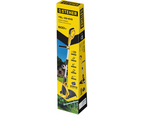 Триммер сетевой 600 Вт, ш/с 33 см STEHER TEL-33-610