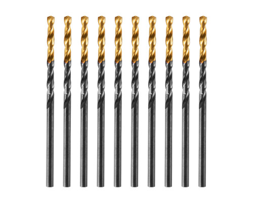 Сверло по металлу, 2,5 мм, HSS-Tin, Golden Tip, 10 шт. Denzel (717204)