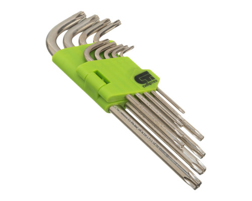Набор ключей имбусовых Tamper-Torx , 9 шт: ТТ10-ТТ50.45x, закаленные, удлиненные, никель Сибртех