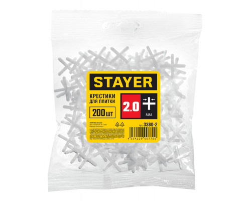 Крестики для плитки STAYER 2 мм, 200 шт 3380-2