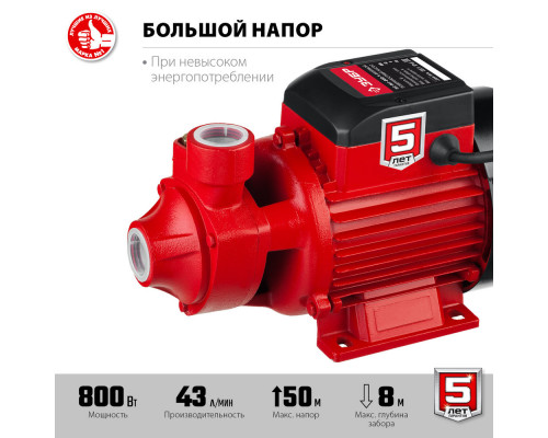 Насос вихревой поверхностный 800 Вт, корпус из чугуна ЗУБР НС-М1-800-Ч
