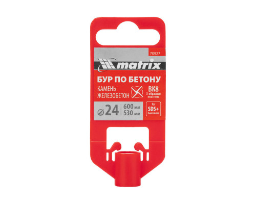 Бур по бетону, 24 x 600 мм, SDS PLUS c крестовой пластиной MATRIX (70927)