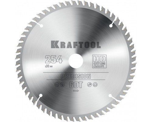 Пильный диск по дереву Precision, 254 х 30 мм, 60Т KRAFTOOL 36952-254-30