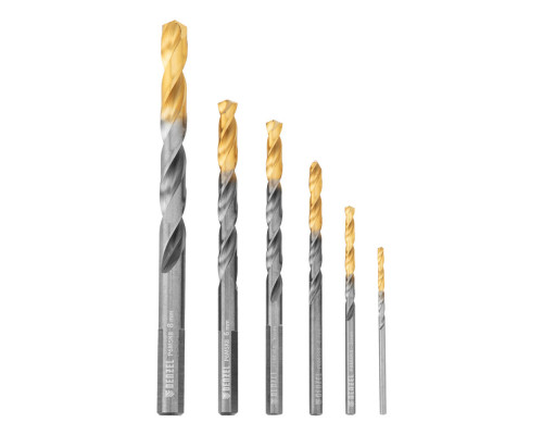 Набор сверл по металлу, 2-8мм, Р6М5К8-TiN, Golden Tip, 6 шт Denzel (723004)