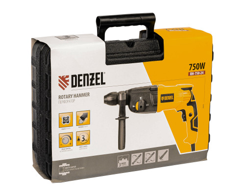Перфоратор электрический RH-750-24, SDS-plus, 750 Вт, 2.5 Дж, 3 режима Denzel (26605)