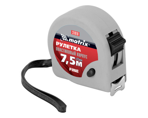 Рулетка Fine,7,5 м х 25 мм,пластиковый корпус Matrix