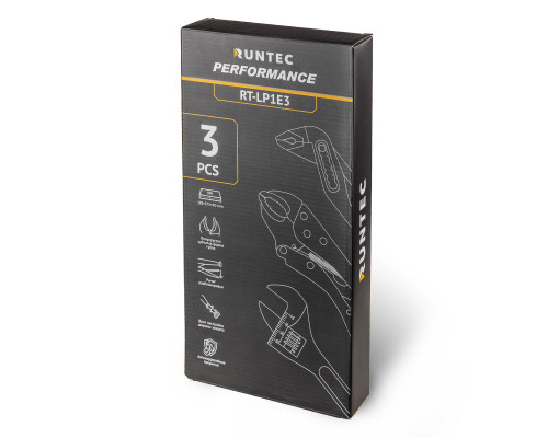 RUNTEC RT-LP1E3 Набор ручных инструментов RUNTEC клещи зажимные, клещи переставные, ключ разводной в ложементе EVA, 3 предмета (RT-LP1E3)
