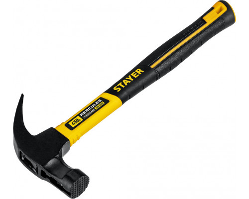 Молоток-гвоздодёр столярный с фиберглассовой рукояткой Professional Hercules-M STAYER 450 г 2027-450_z01  