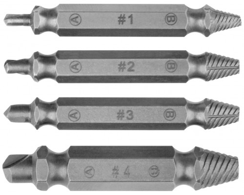 Набор экстракторов двусторонних Профи, сталь S2, 4 шт. (36452)