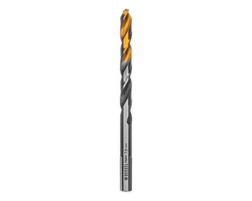 Сверло спиральное по металлу 7,5 x 109мм, Р6М5, Golden Tip, многогранная заточка Denzel (718281)