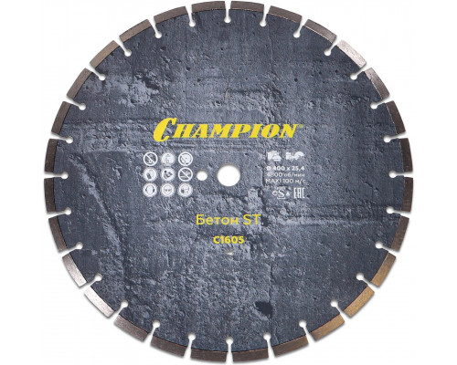Диск алмазный CHAMPION бетон ST 400/25,4/10 Concremax (старый бетон, ж/б с наполн.сред.тв) (C1605)