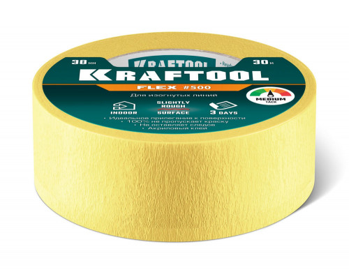 Малярная лента #500 Flex, 38 мм х 30 м, для изогнутых линий KRAFTOOL 12105-38