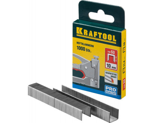 Скобы тип 53 (A/10/JT21), 10 мм, калибр 23GA, 1000 шт KRAFTOOL 31670-10