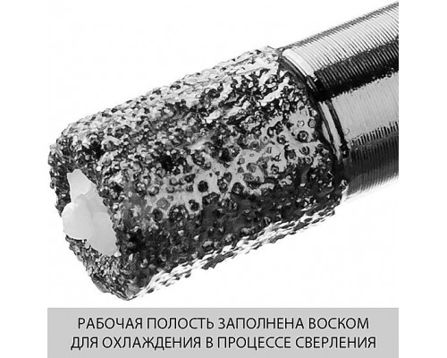 Коронка алмазная вакуумная АВК, d 6 мм, М14, 15 мм кромка ЗУБР Профессионал 29865-06-M14