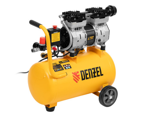 Компрессор DLS950/24 безмаслянный малошумный 950 Вт, 165 л/мин, ресивер 24 л Denzel (58026)