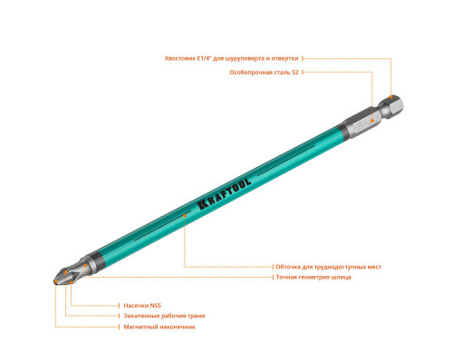 Биты Optimum PH2, 150 мм, 5 шт KRAFTOOL 26122-2-150-5