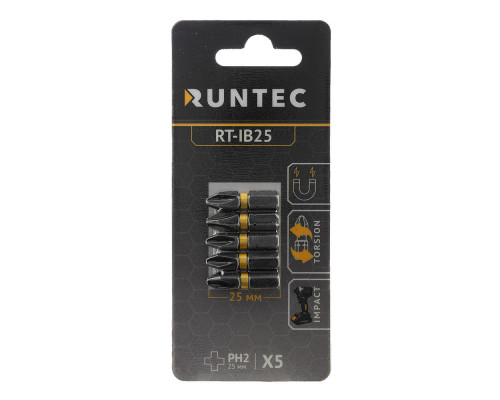 Бита ударная H6.35 25мм PH2 5шт. RUNTEC RT-IB25