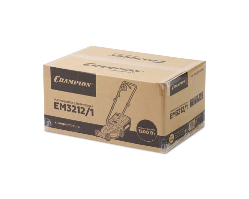 Газонокосилка эл. CHAMPION EM3212/1 (1,2 кВт пласт.травосб. 30л ширина 320мм 30-70мм, 7,1кг) (EM3212/1)