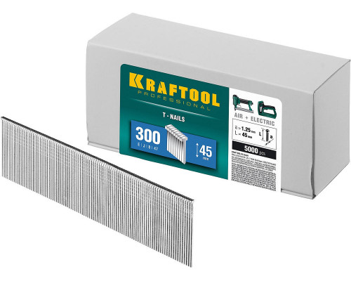 Гвозди тип 300 (47/J/F), 45 мм, калибр 18GA, 5000 шт KRAFTOOL 31785-45