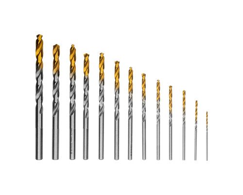 Набор сверл по металлу, 1,5-6,5мм, Р6М5-TiN, Golden Tip, 13 шт Denzel (723002)
